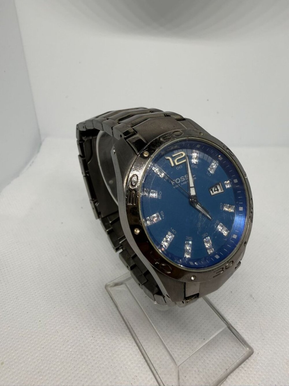 Fossil Blue AM4117 Men’s Stainless Steel Watch Blue Dial Date Bracelet Quartz - Picture 8 of 11